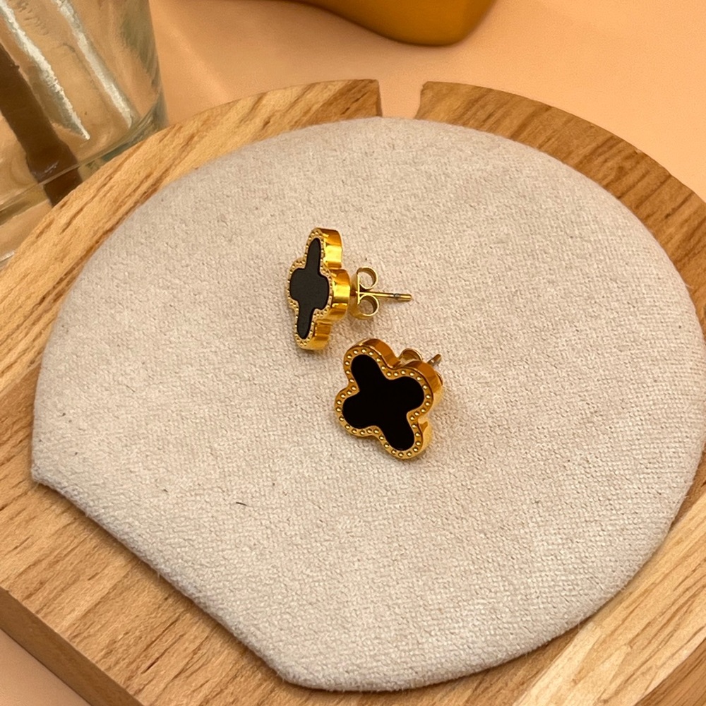 (Gold+Black)•14k Gold Plated•Stud Star Earring•Gift For Her